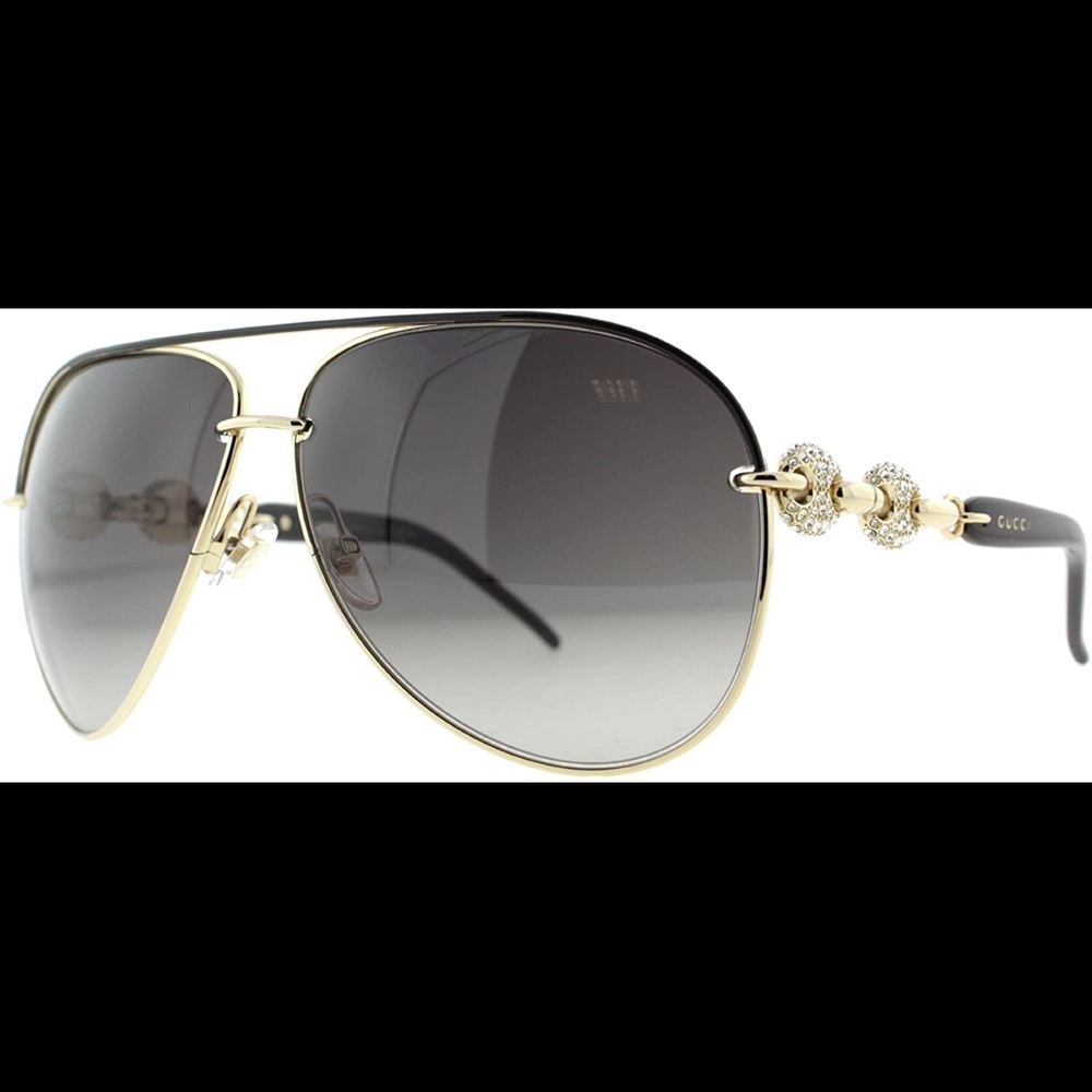 Gucci Gold and Black Aviator Sunglasses